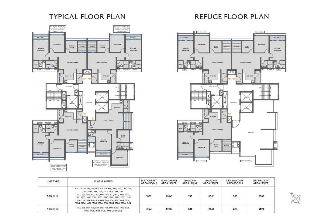 The Reserve Phase 1 Vyana 2 BHK Floor Plan